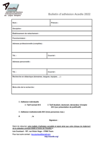 Formulaire d'adhésion Acedle, version pdf